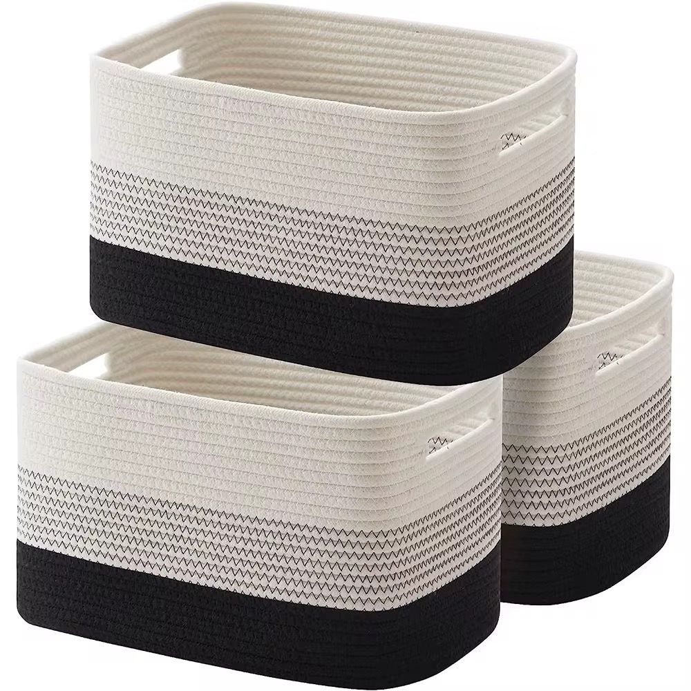 Large capacity cotton rope Non woven basket with handle