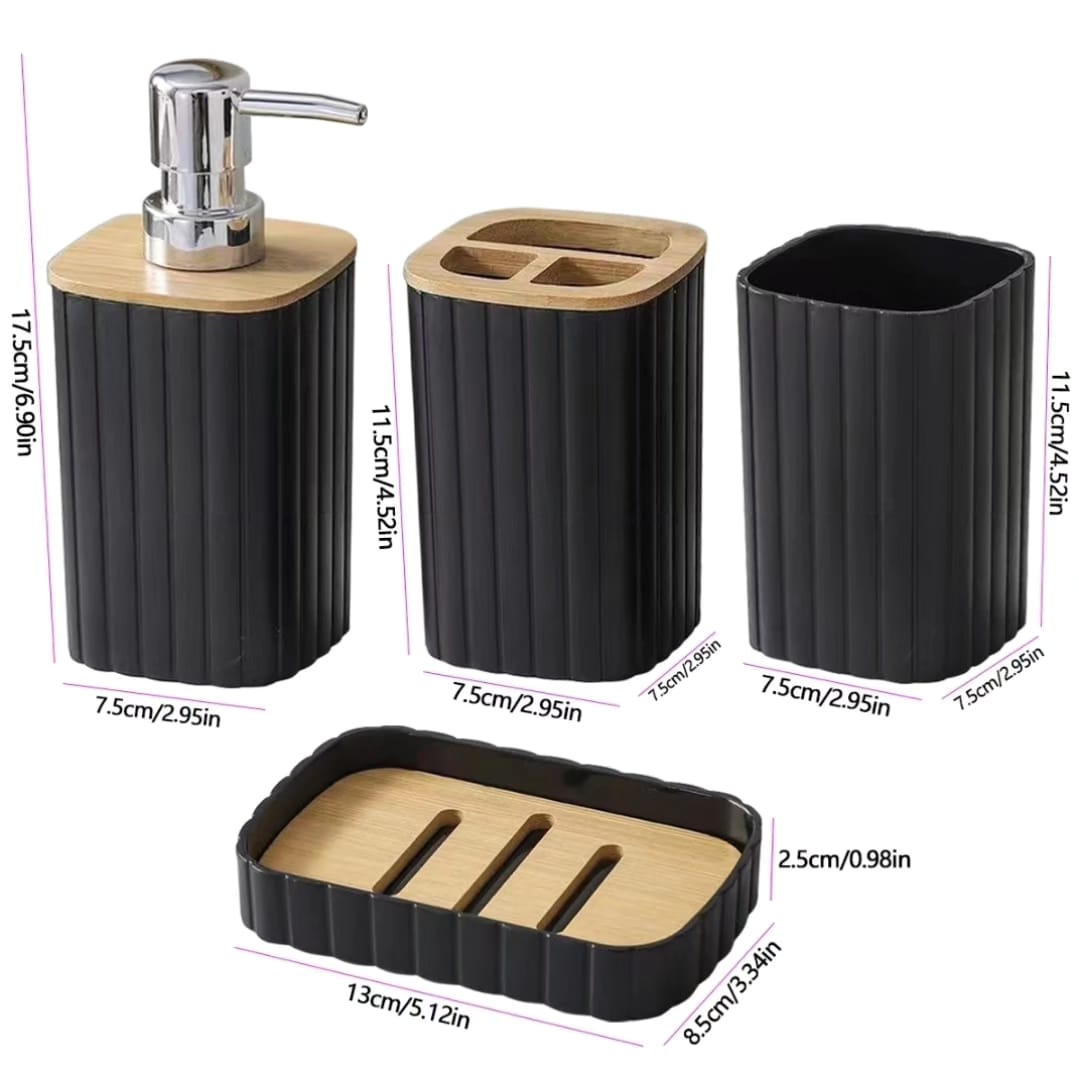 6pcs Eco-Friendly Plastic Bamboo washroom bathroom Accessories set. Toilet soap dispenser/Holder Toothbrush holder kit