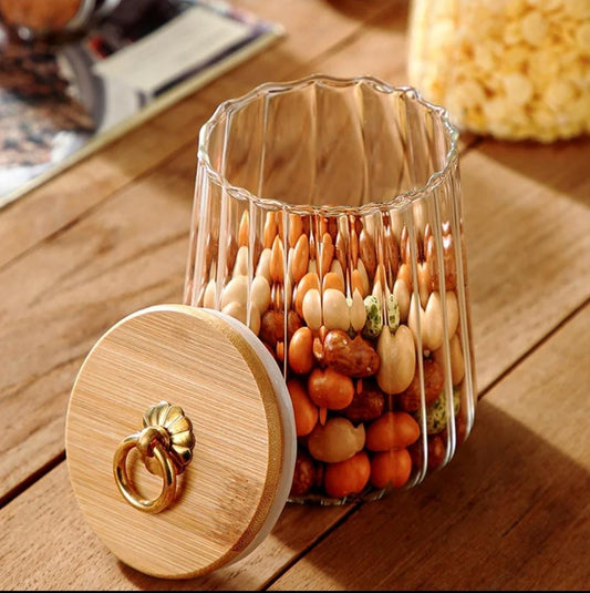 Glass storage containers/jars/canisters with Bamboo lid