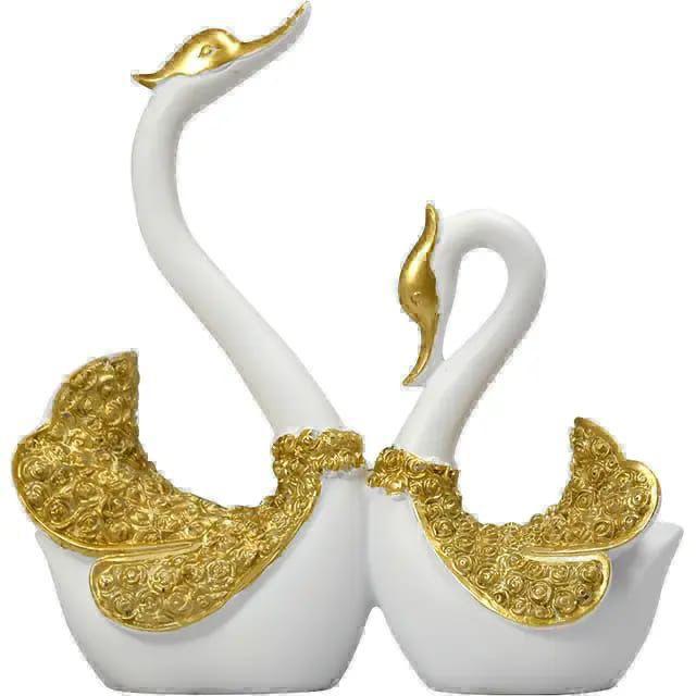 Pair Swan Home decor resin figurine sculpture statue