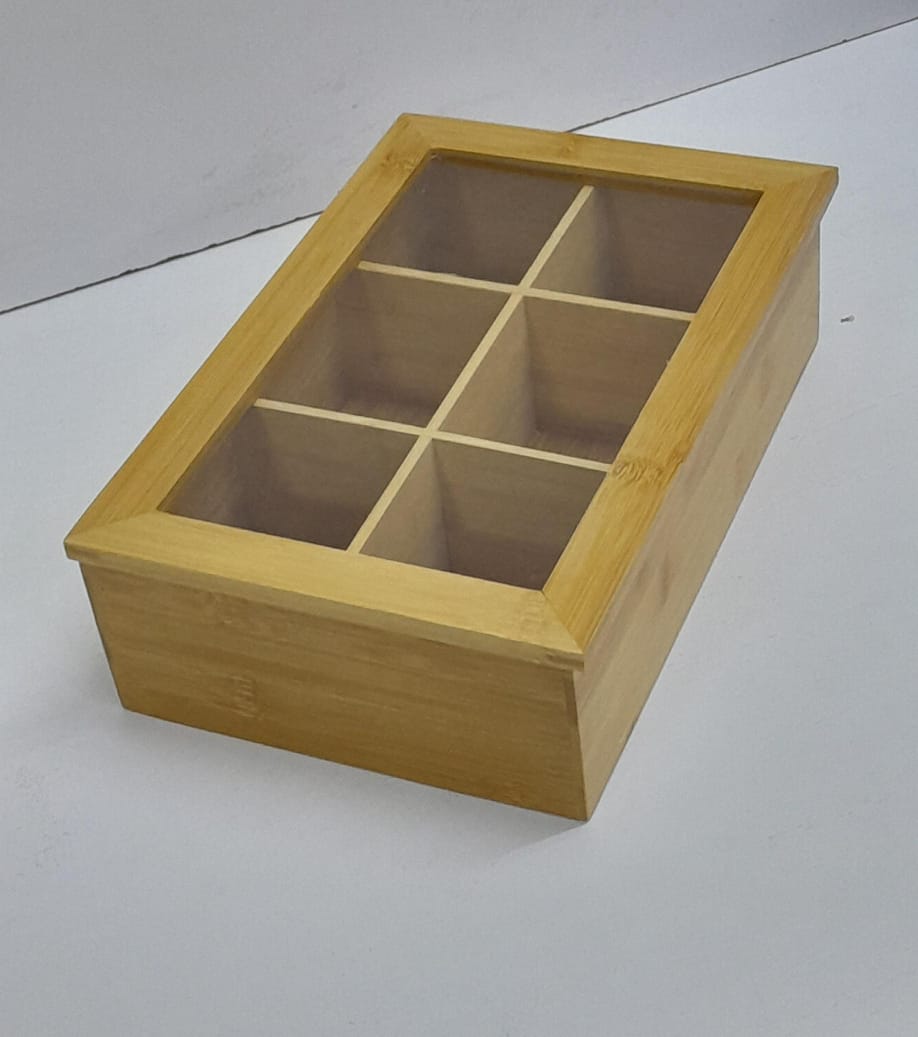 6 slots Bamboo wooden TEABAG ORGANISER  

*✅Water resistant and moisture proof..*