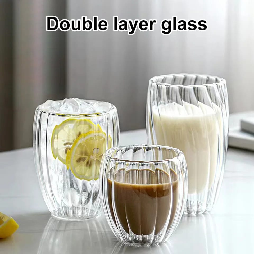 Stripe Double Wall  Glass Mug