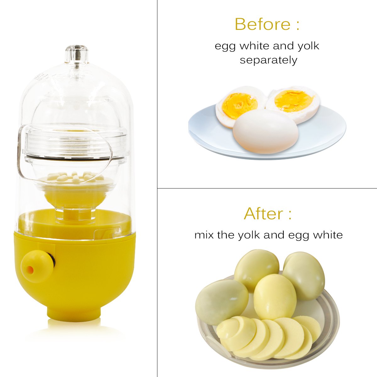 Easy to operate by rope egg mixer. Mixes egg yolk and egg white to make evenly mixed golden eggs without breaking the shell.