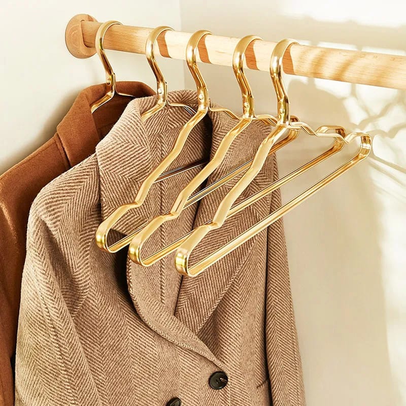 Aluminum Alloy Clothing Hanger 5pcs Golden Durable Domestic Coat Adult Children Hanging Supplies Organizer