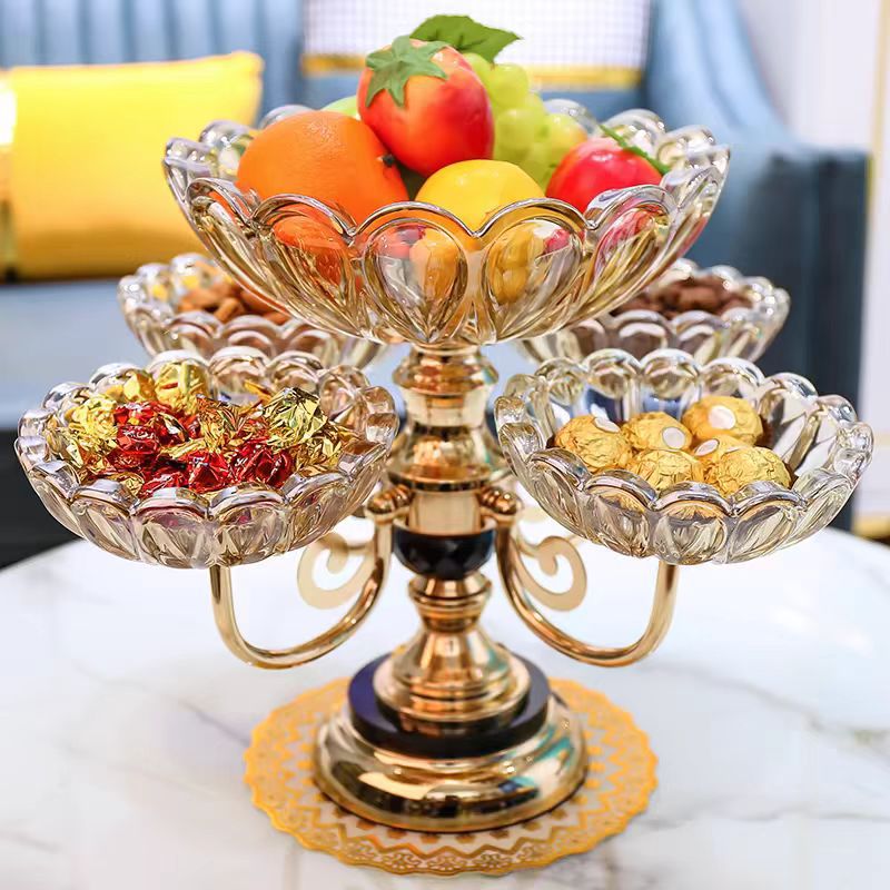 CRYSTAL GLASS WITH METAL STAND FRUIT PLATE