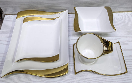 30pcs wavy ceramic white dinner set