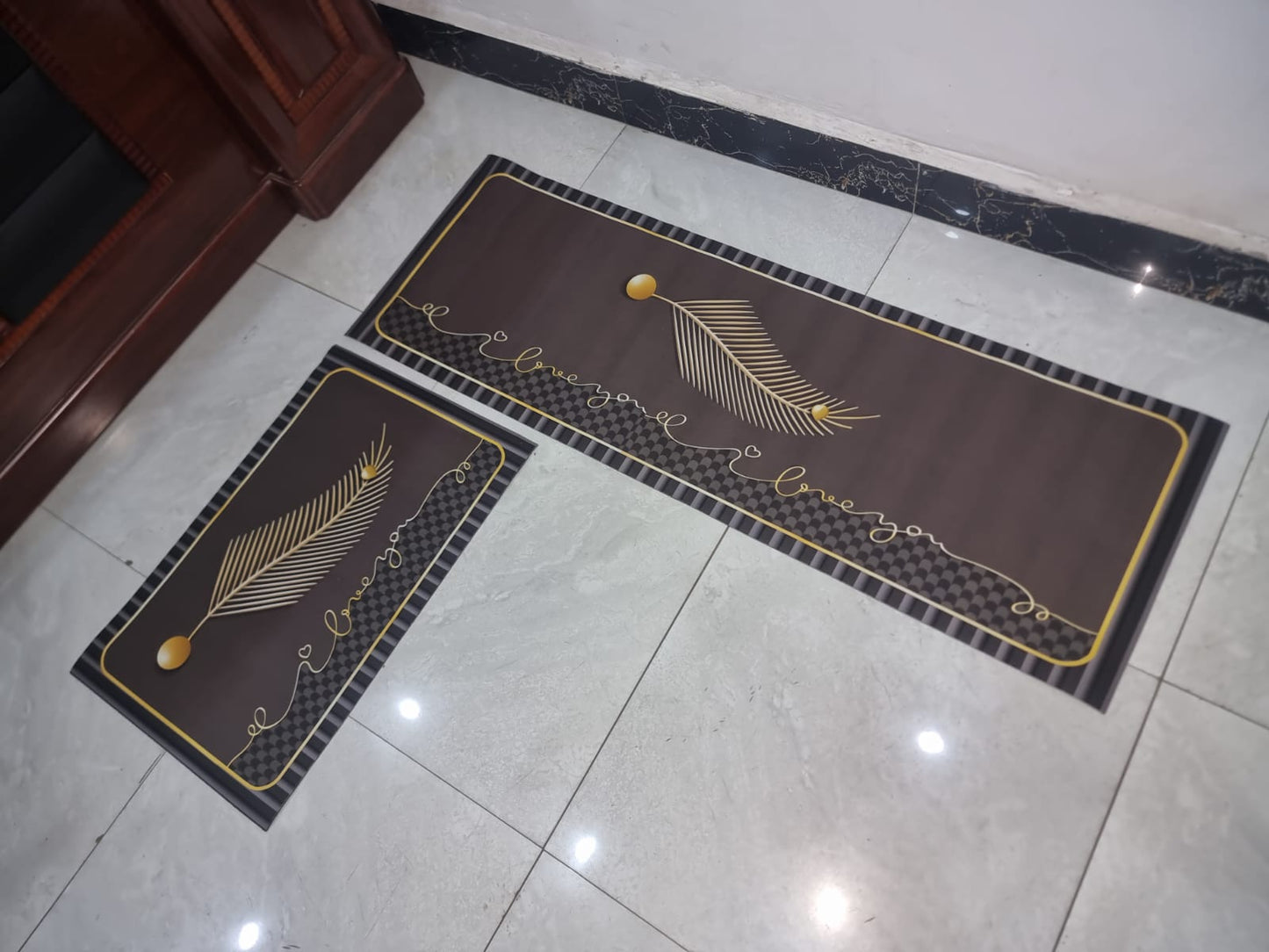 High quality medium grip Rubber underside floor 3D 2in1 kitchen mat