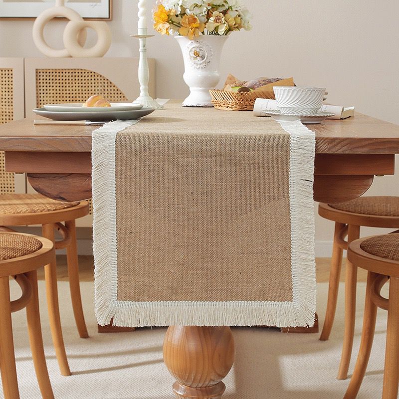 Natural Burlap Linen Woven Table
