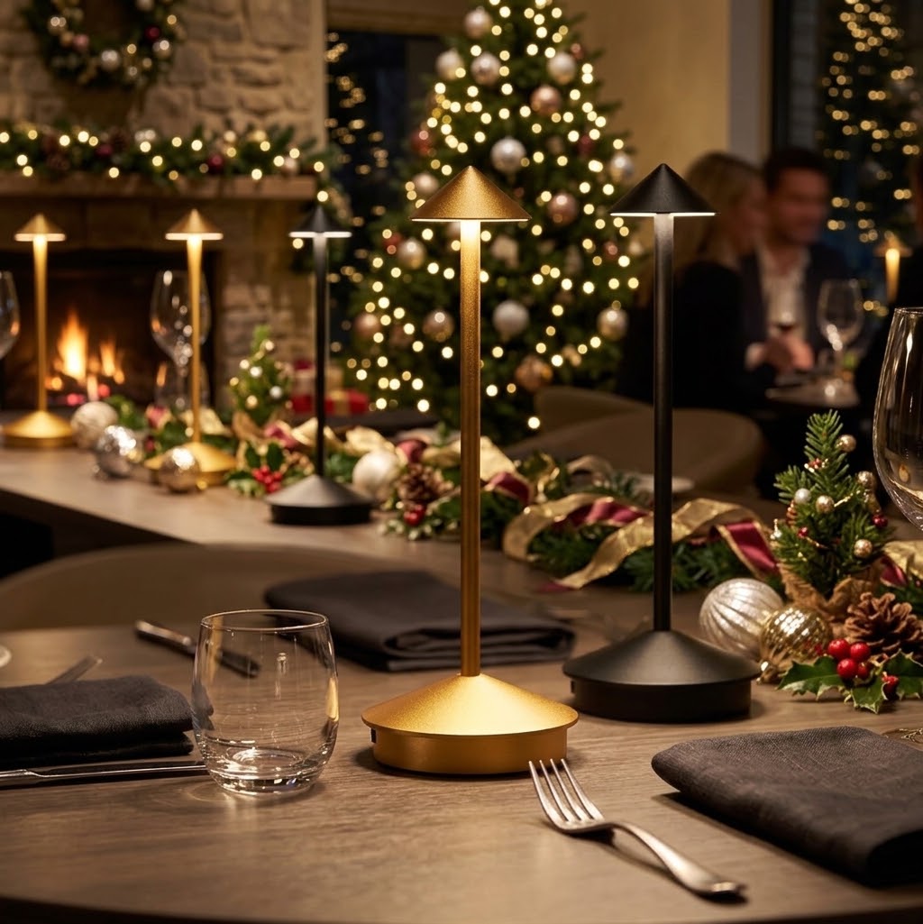 Rechargeable Touch LED Table Lamps. Perfect for magical Christmas dining and cozy bedside atmospheres! 🎄🥂