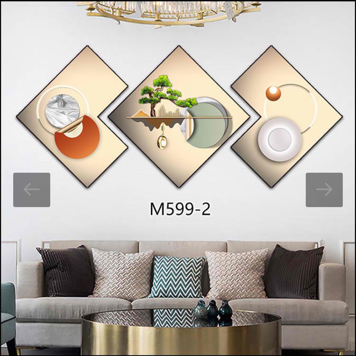 3 Piece 3D Abstract Art 78 Crystal porcelain painting Aluminum Alloy Frame