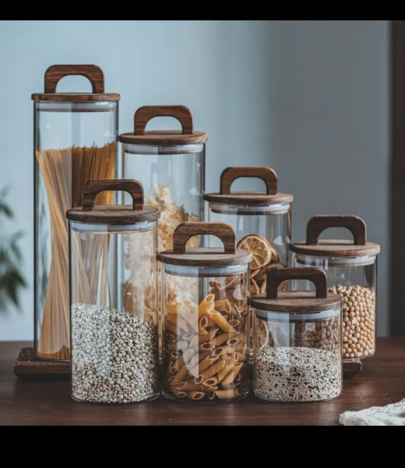 Acacia wooden sealed lid kitchen Storage Glass Jar with Bamboo lid