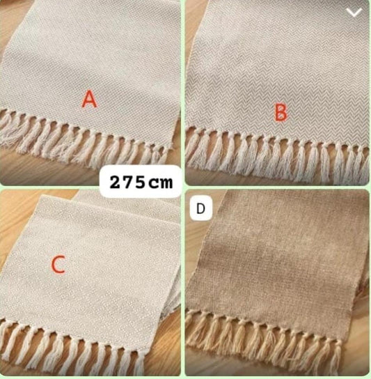 Extra long 275cm braided cotton linen table runners