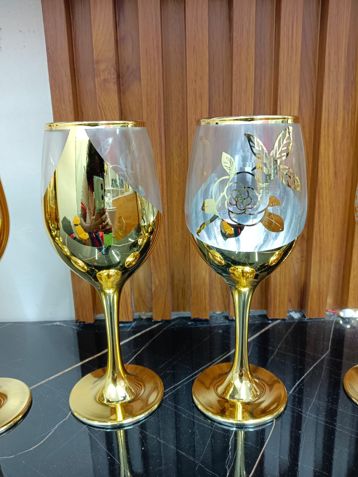6pcs golden wine glasses