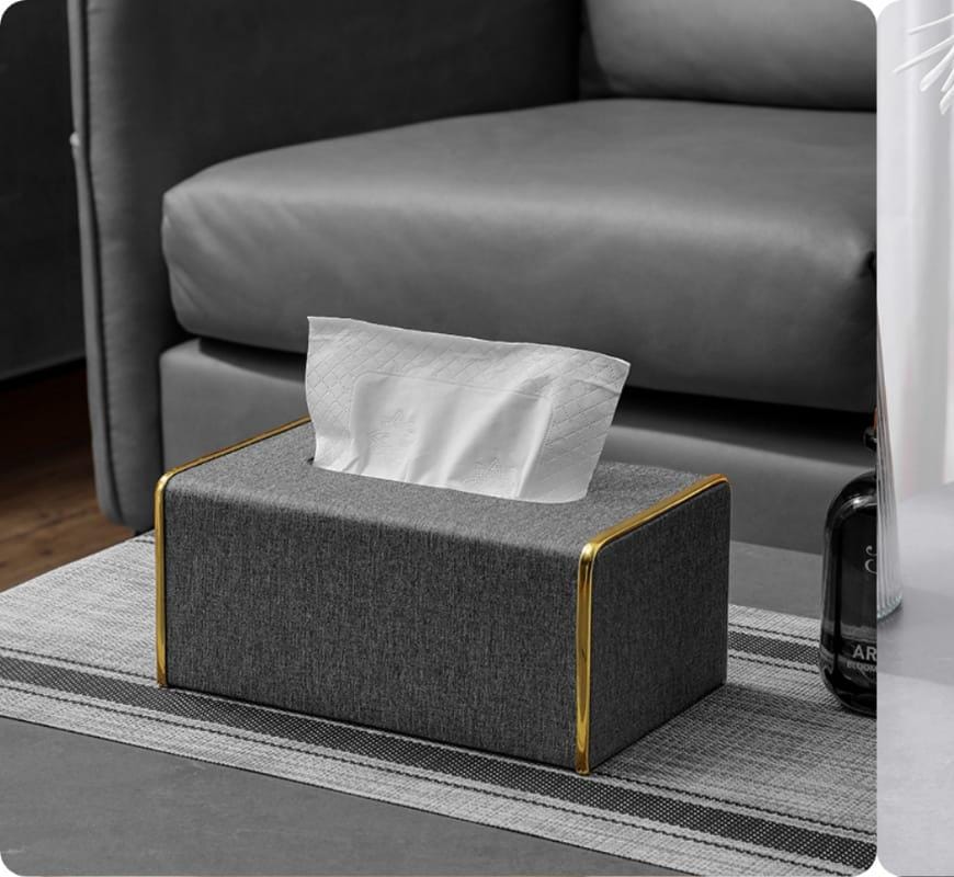 Light luxury Nordic creative leather gold tissue box