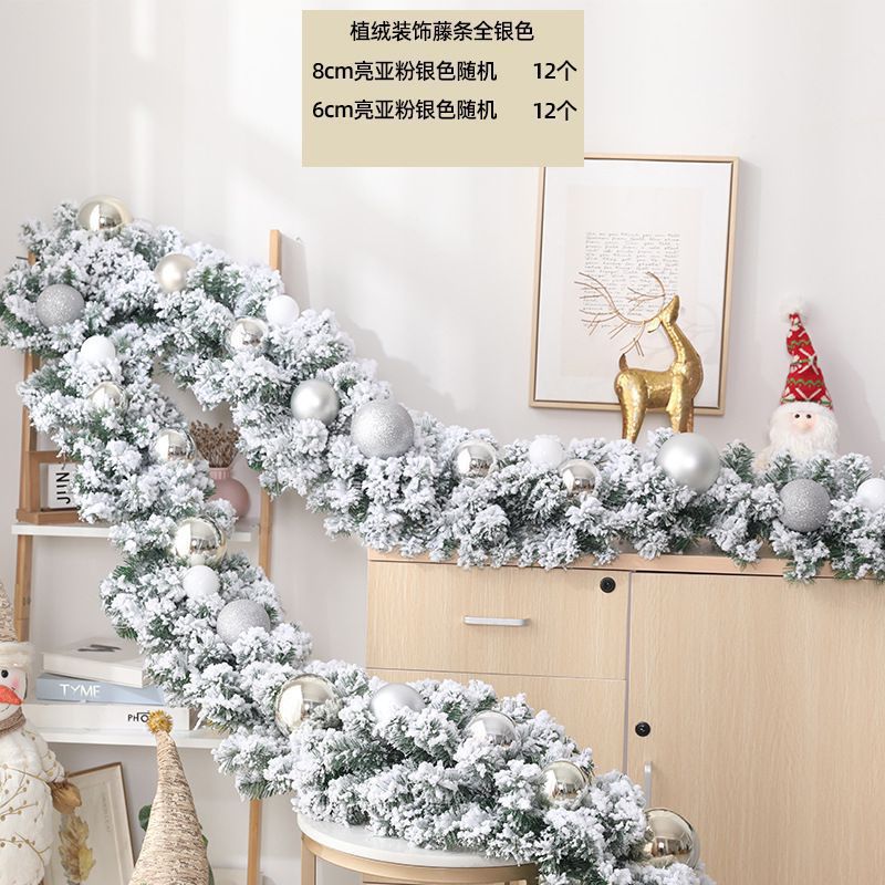 2.7M Christmas Pine Garland Snow Flocking Falling Cedar Rattan Artificial Greenery*