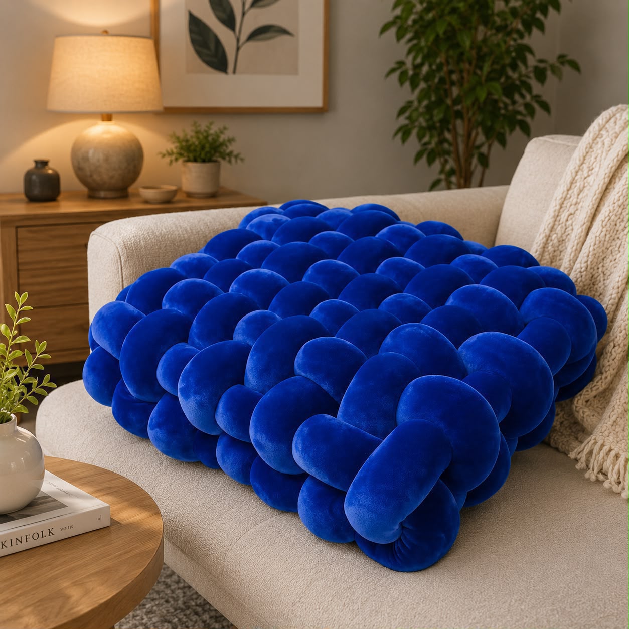 2pcs Scandinavian Ins Cushion Woven Pillow Square Plush Home Cushion Sofa Cushion Decorative Bay Window Cushion