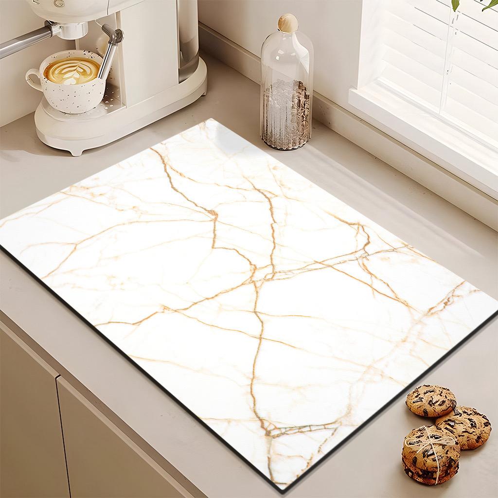 New Marble Kitchen Drain Mat Antiskid Draining Mat Kitchen Coffee Drain Pad Quick Dry Tableware Mat Bathroom Absorbent Floor Mat