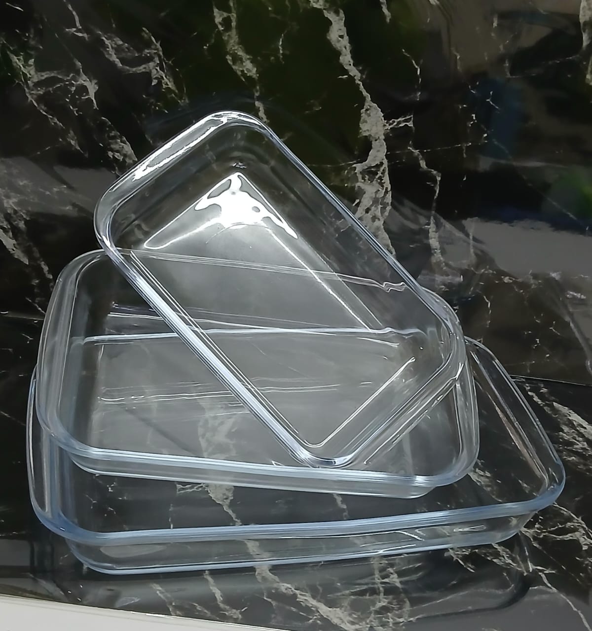 3pcs BAKING & MICROWAVEABLE glass casserole tins