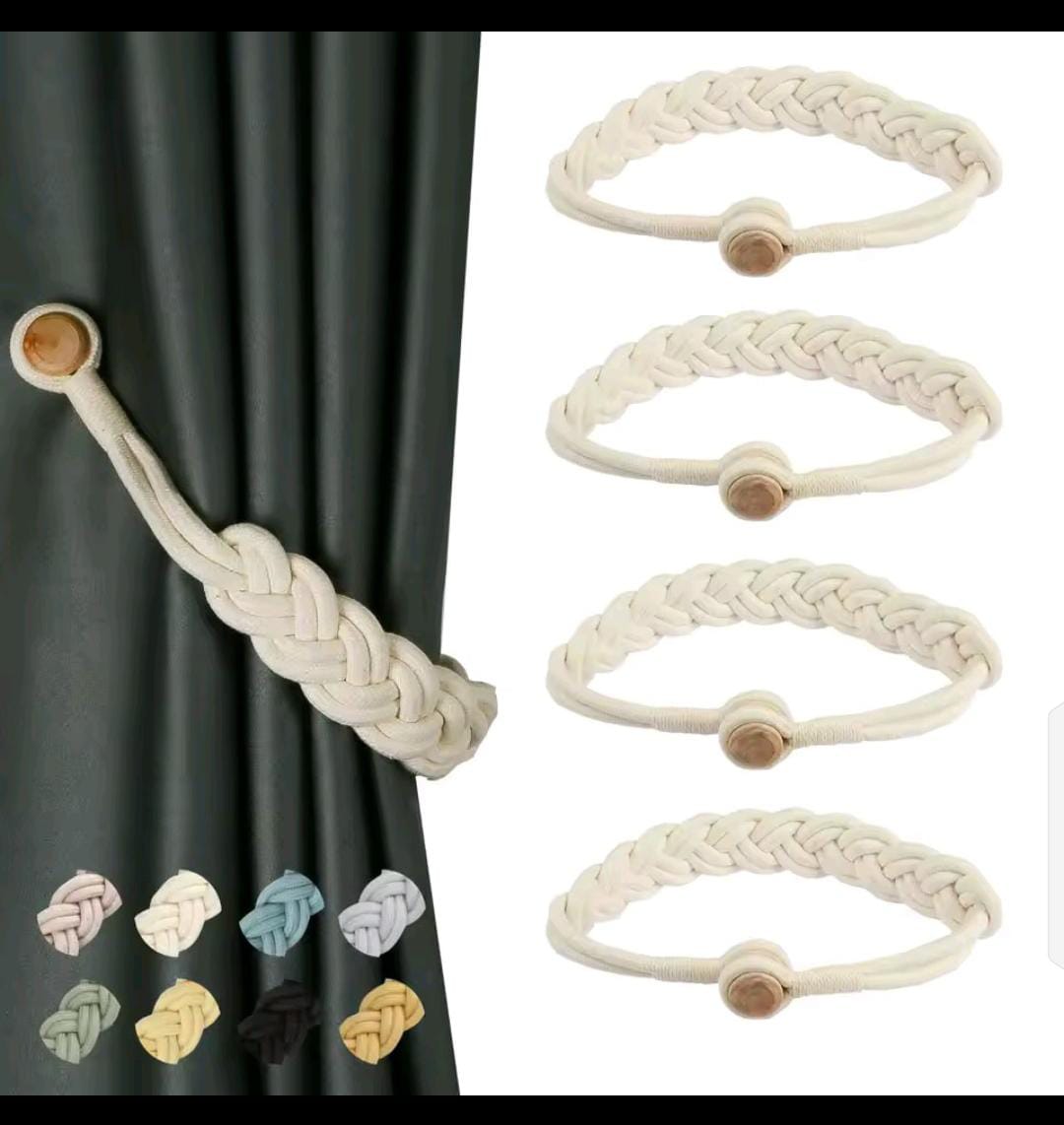 1Pair Handmade Magnetic Curtain Tieback Room Accessories Curtain Holder Clip Cotton Rope Strap Buckle Curtains Holdback Home Decor