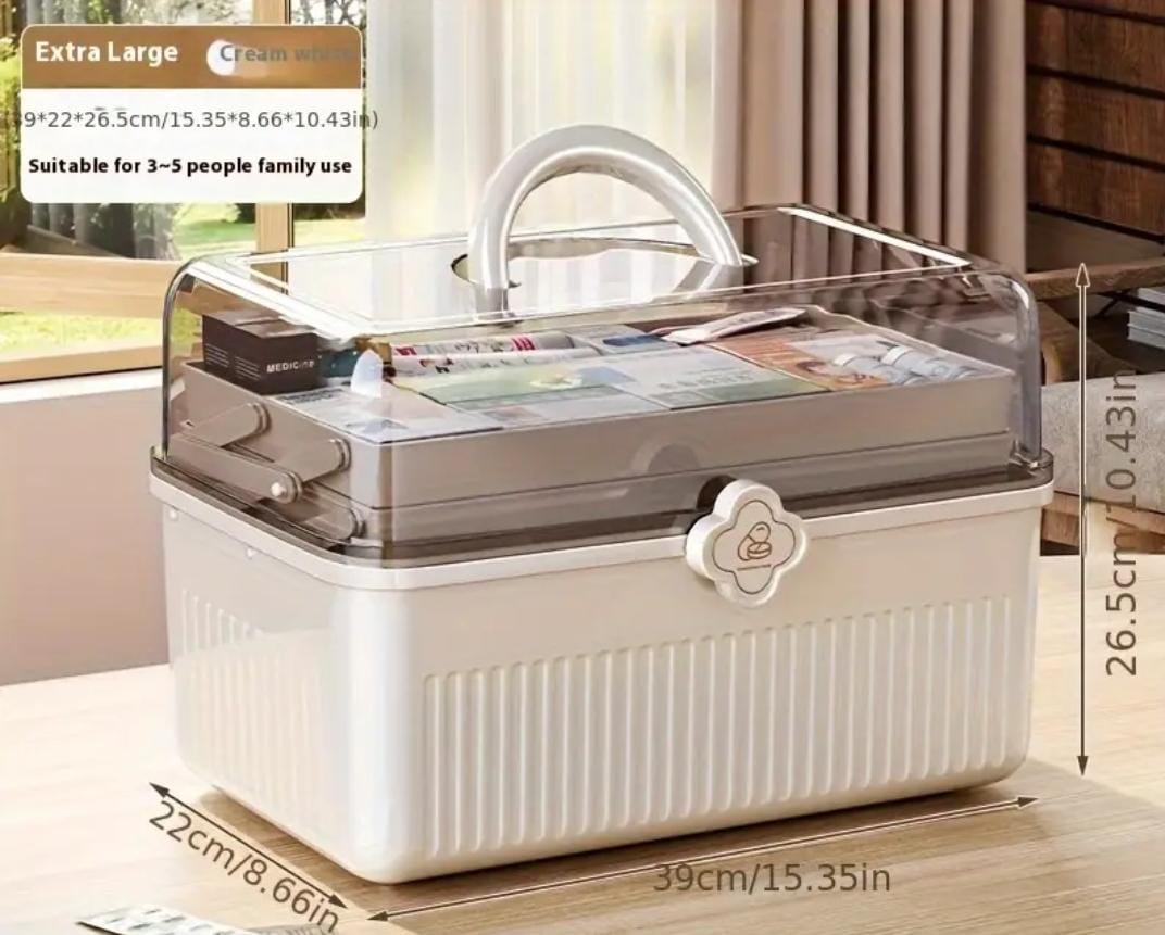 3 layered portable medicine storage box