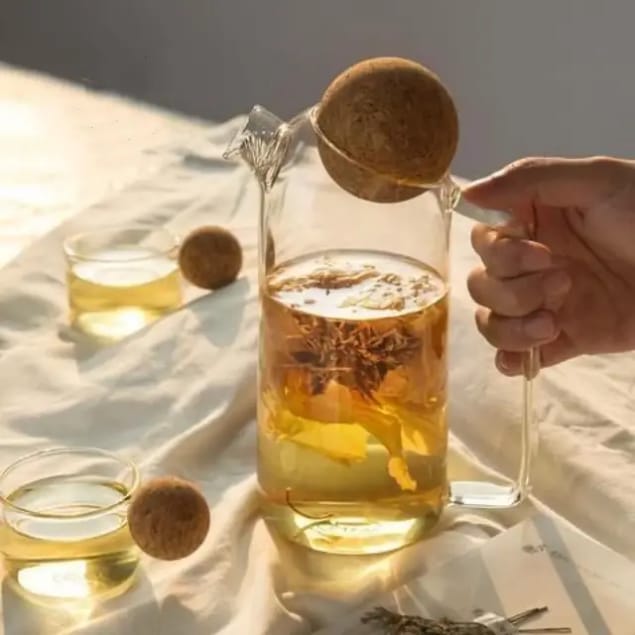 Glass Water Pitcher with Cork Lid