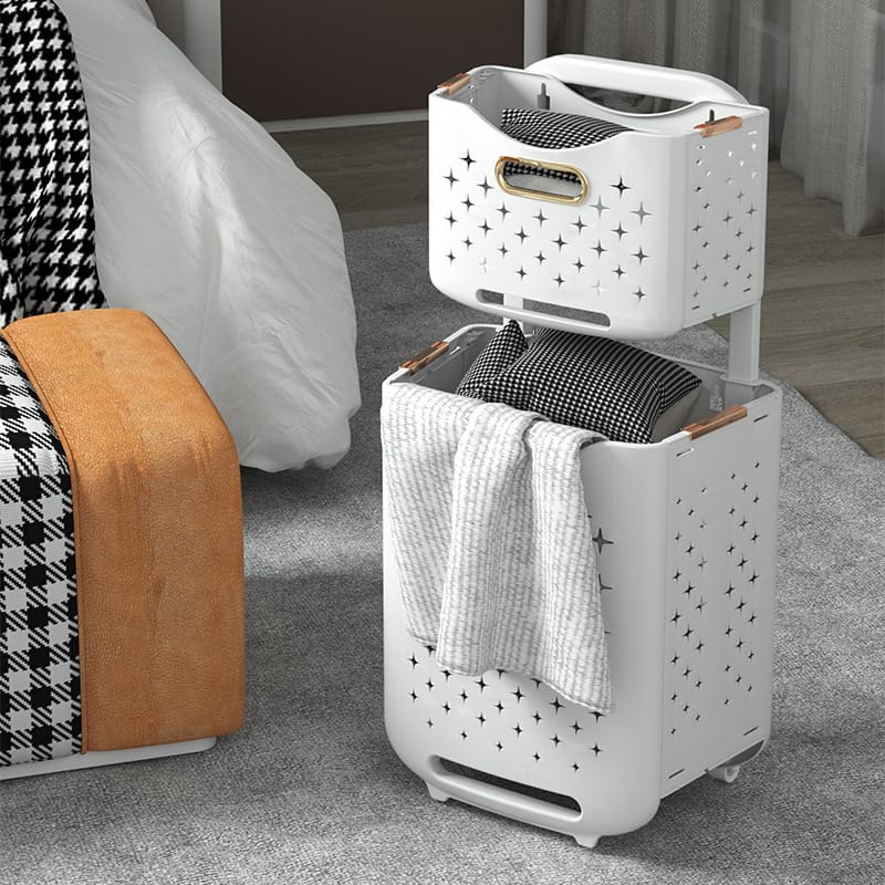 2-Tier Laundry Hamper with Wheels