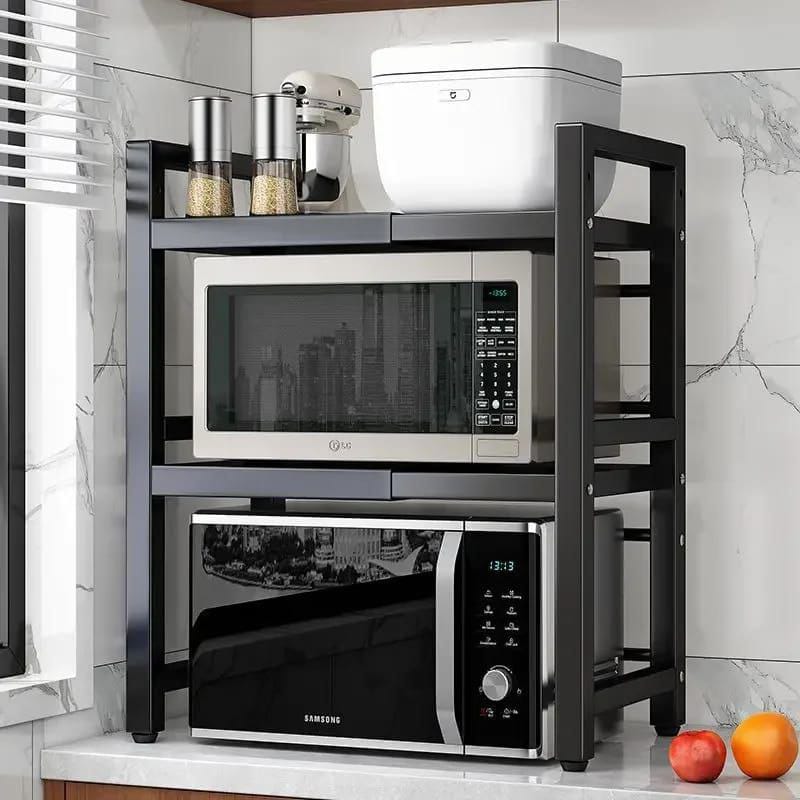 Metallic microwave stand two tier