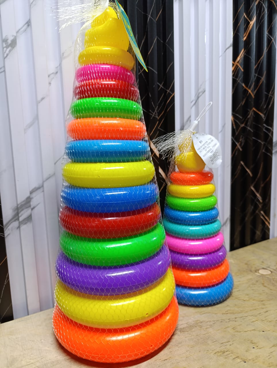 Kids stacking towers both 41cm and 30 cm tall