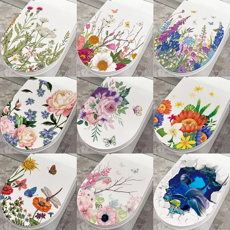 Toilet Stickers Bathroom Decoration Stickers Self-adhesive Paintings Removable PVC Sticker