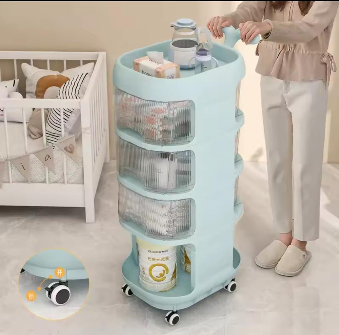 Big Multiple purposes 4 Tier organizer trolley with wheels DIY Assembling