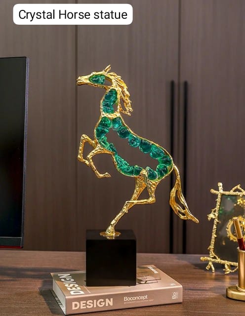 *Luxury Modern crystal horse statue sculpture, spar handicraft ornaments, home, office, desktop decoration, collection gifts,Modern Marble