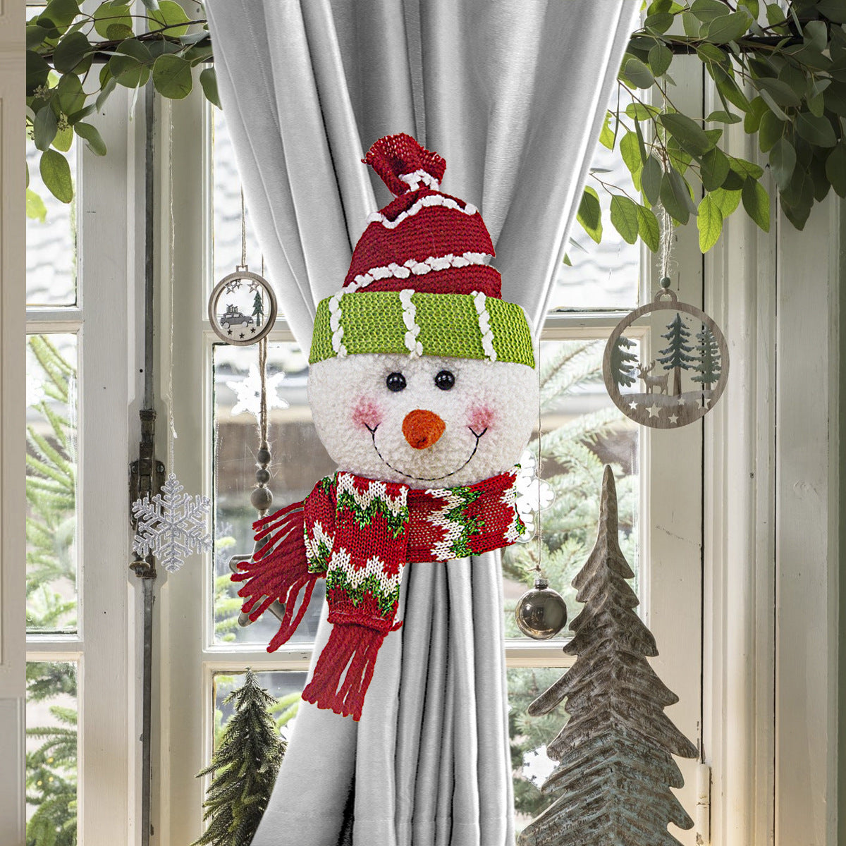 *Christmas Curtain Buckle Santa Claus Snowman Curtain Tie Back Holdbacks For Home Office Parties Curtain Railing Trees