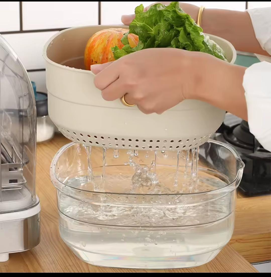 Double layer acrylic+plastic kitchen colander