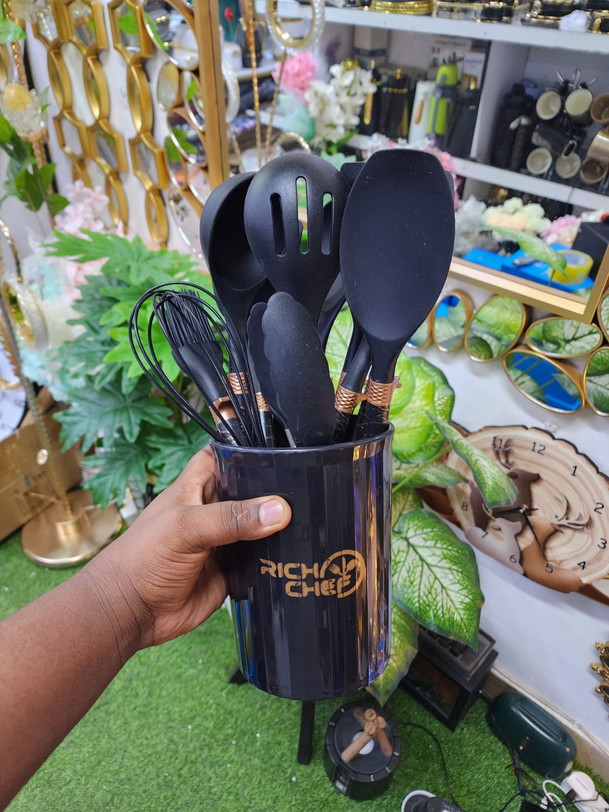 12pcs set silicone Non stick cookware spatula shovel spoons with storage Bucket