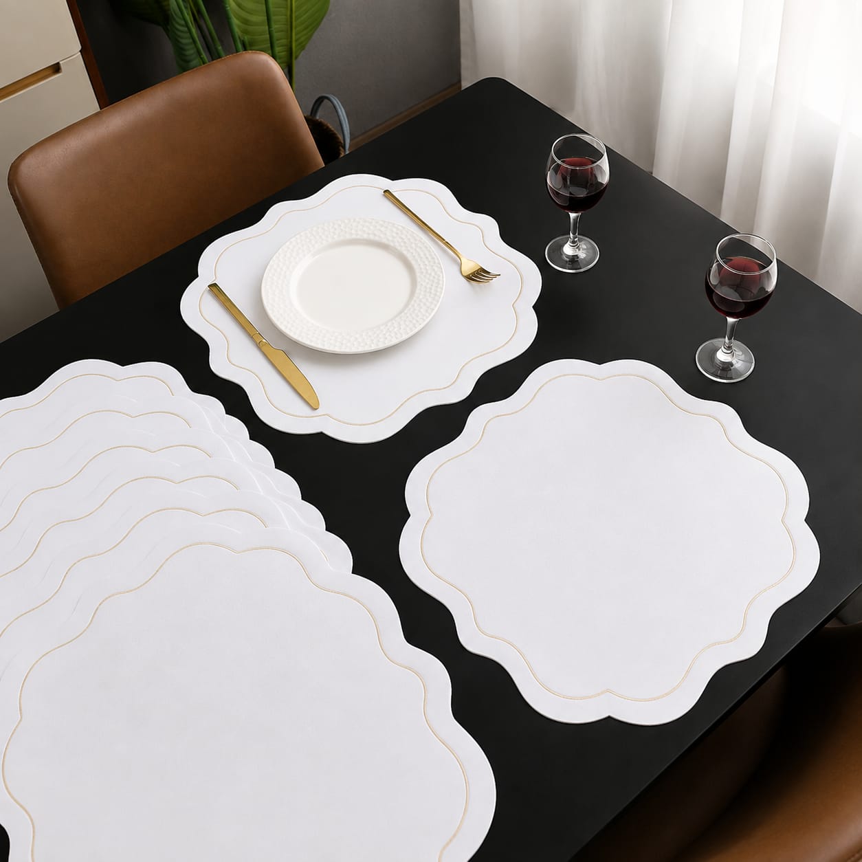 Modern Round faux leather PVC Table mats for Dinning