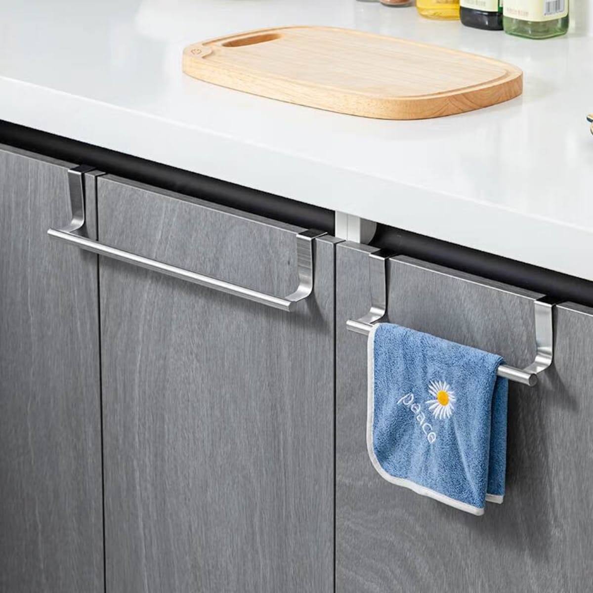 36cm Kitchen cabinet door towel bar stainless steel door back towel hanging bathroom punch free towels hook home organizer