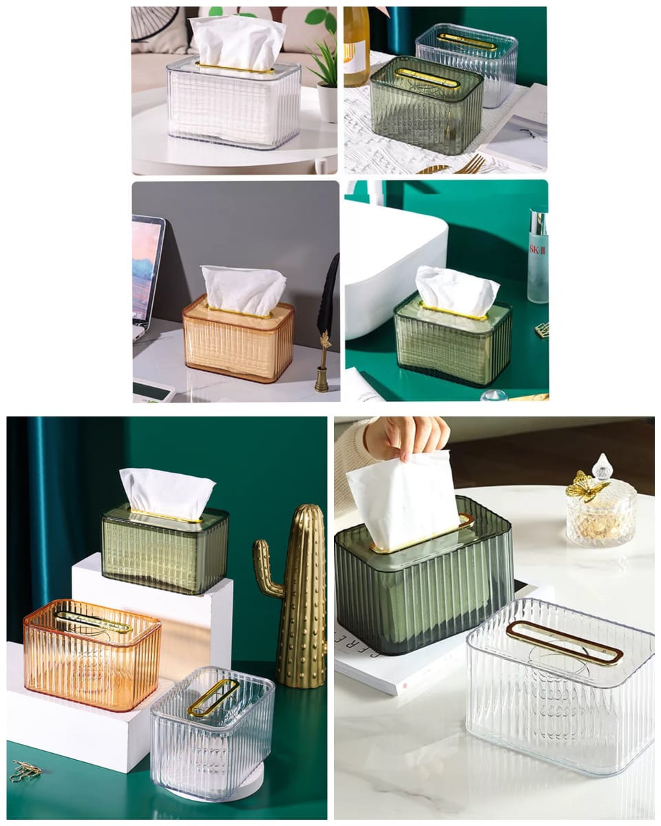 Minimalist tissue box with inbuilt spring