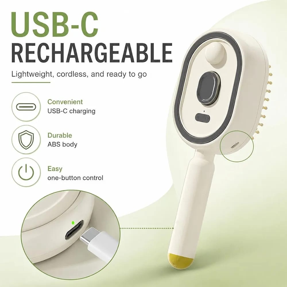 3 in 1 RECHARGEABLE MIST DETANGLING GROOMING BRUSH