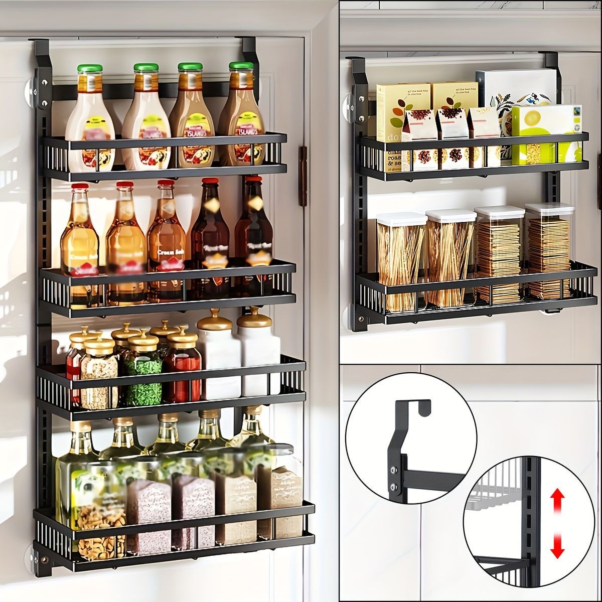 High Quality 4 tier Wall-Mounted Metal Spice Rack