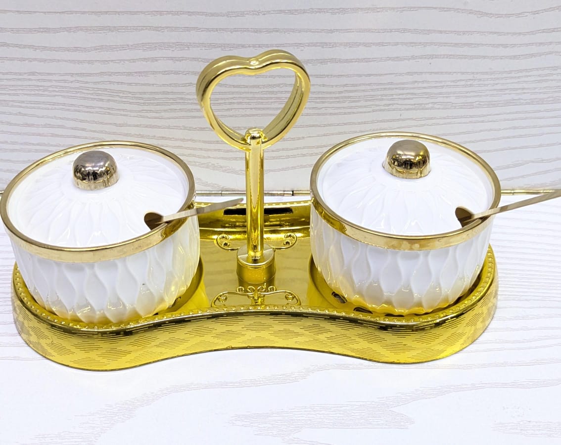 2pcs ceramic sugar dishes with stand