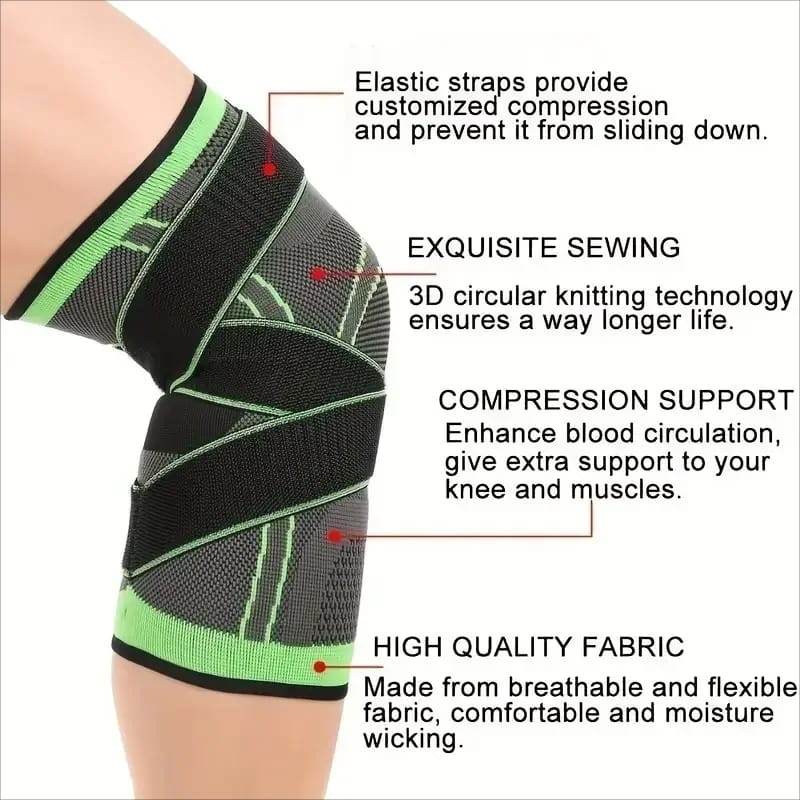 SPORTS COMPRESSION KNEE SUPPORT SLEEVES WITH PRESSURE STRAP