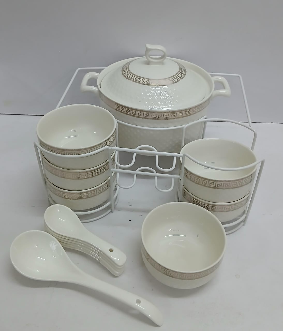15PCS SOUP CEREMIC SET white