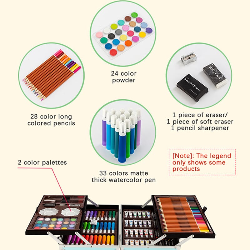 Professional 145-Piece Art Set with Foldable Case for Kids and Adult