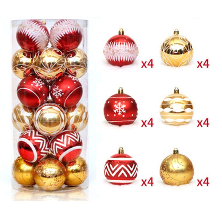 Multicoloured 24pcs Christmas balls decor set