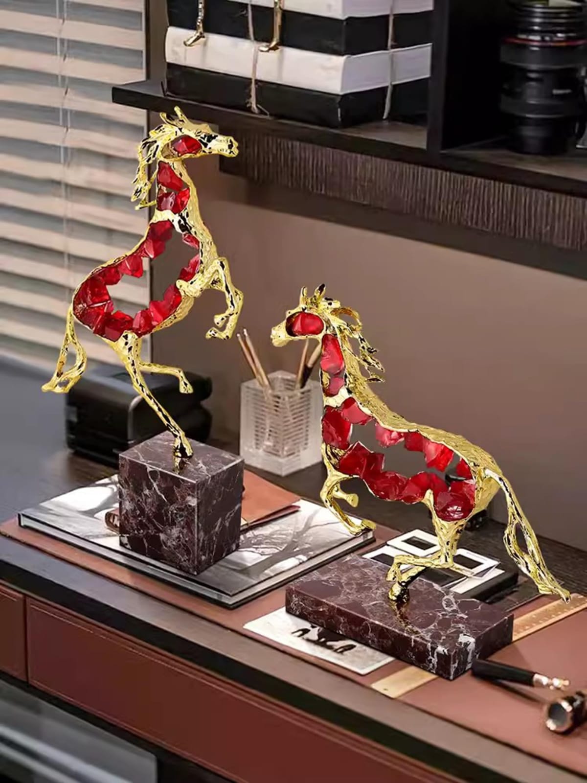 *Luxury Modern crystal horse statue sculpture, spar handicraft ornaments, home, office, desktop decoration, collection gifts,Modern Marble