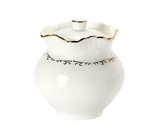 Classy sugar dish with gold rim