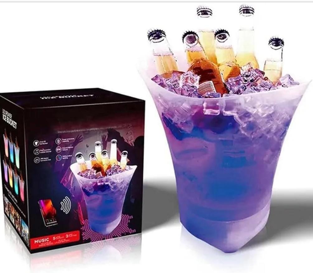 5-liter RGB LED ice bucket with a detachable Bluetooth speaker