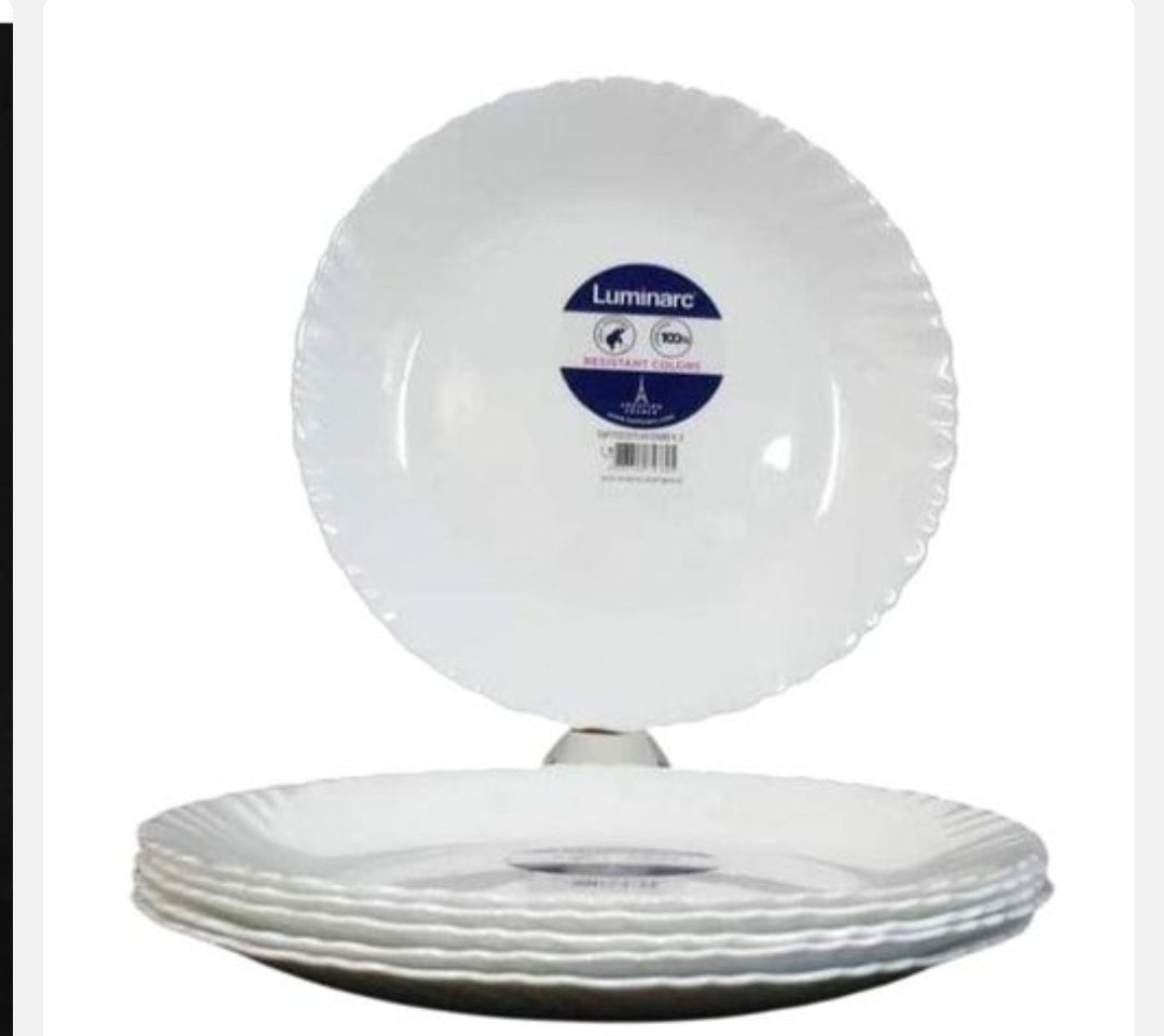 Round opal glass dinner plates