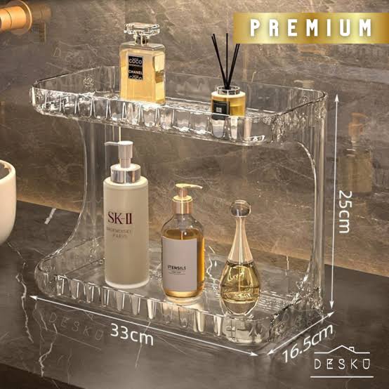 Acrylic  2 Layer multipurpose Cosmetic shelving