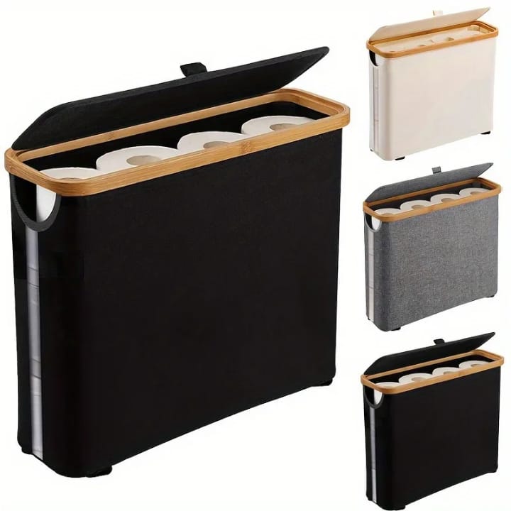 Slim Bathroom Storage Cabinet with Bamboo Lid
